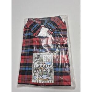 VTG J.J. Cochran Shirt Mens M Red Plaid Flannel Button Up Long Sleeve USA NWT